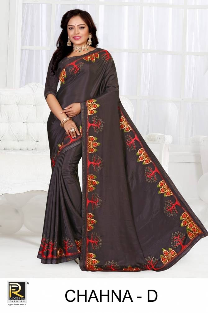 Ronisha Chahna Fancy Designer Party Wear Crepe Silk Latest Saree Collection
